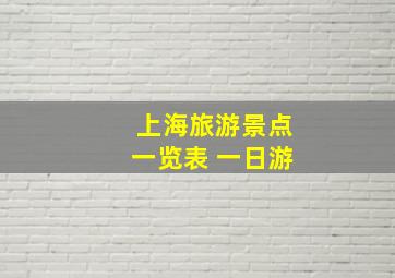 上海旅游景点一览表 一日游